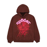 Sp5der Brown Web Hoodie